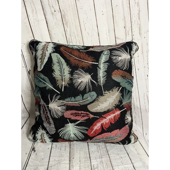 KRAVET LEE JOFA Black Multi Color Feathers Jacquard Pillow - Picture 1 of 5